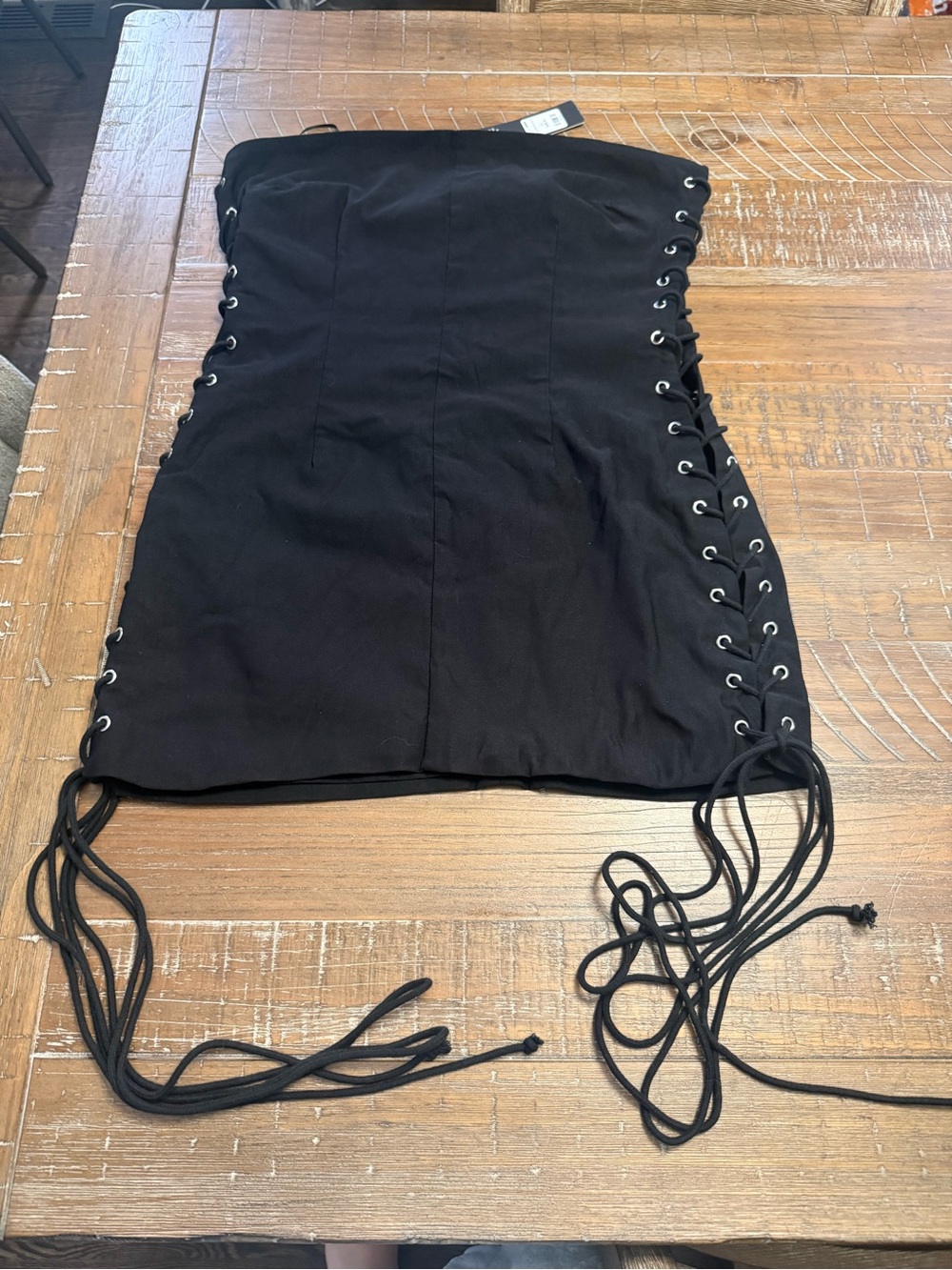 Fashion Nova Black Lace-Up Mini Dress